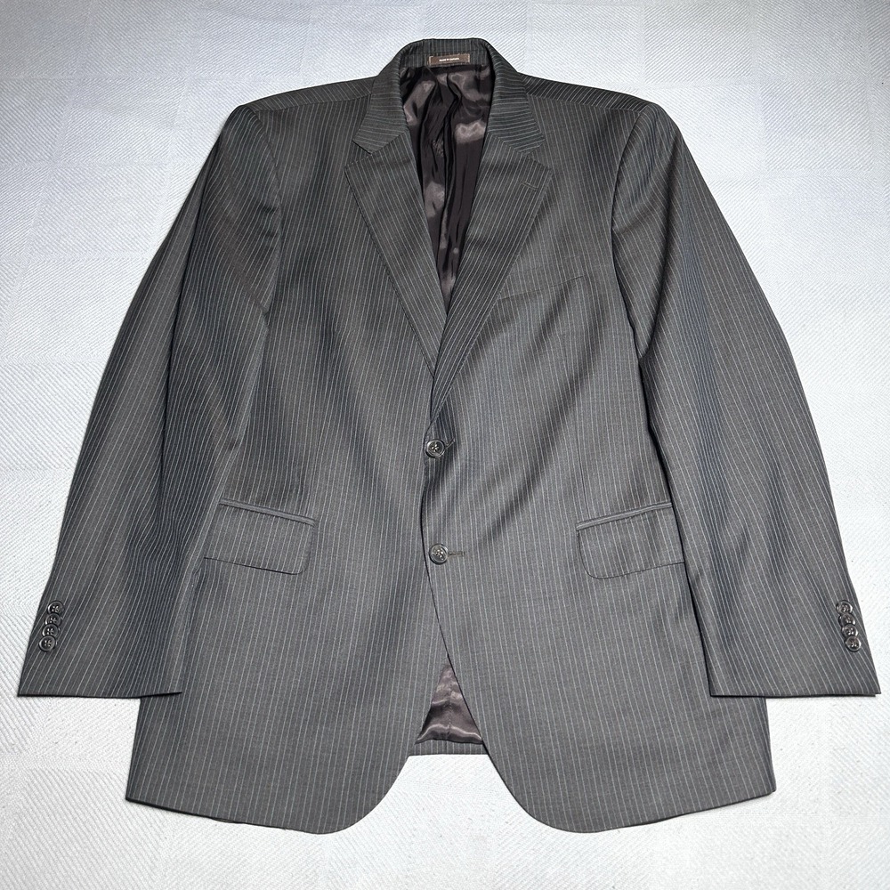 Peter‎ Millar Blazer Mens 44R Pinstripe Brown Blue Wool Two Button Jacket